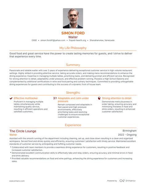3 Successful Waiter Resume Examples And Writing Tips for 2024