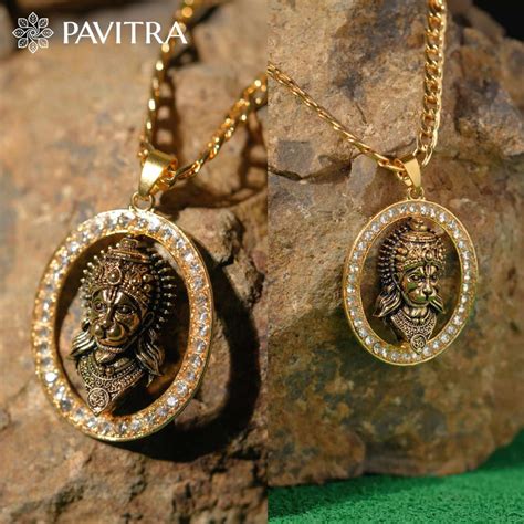 Gold-Plated Hanuman Pendant with Chain | Free Hanuman Gada Pendant ...
