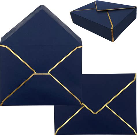 Amazon.com : 50 Pack 5x7 Envelopes for Invitations with Gold Border ...
