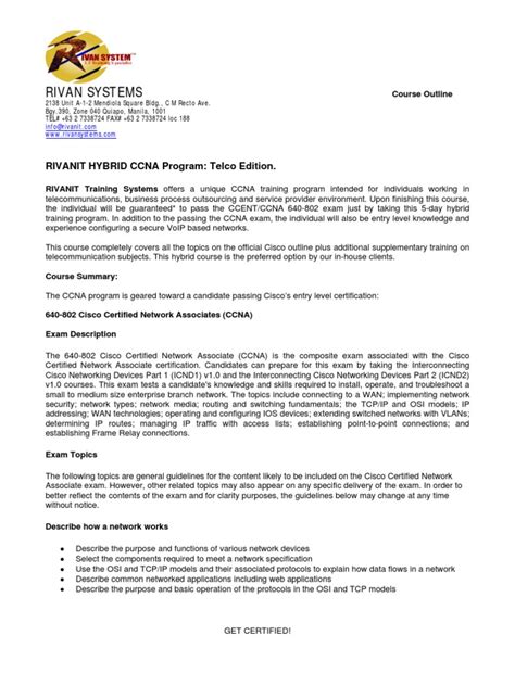 Image result for CCNA Course Outline PDF