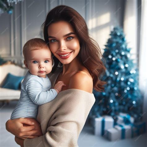 Premium Photo | A beautiful woman holding a baby