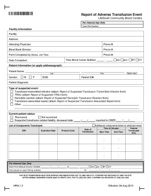 Fillable Online Report of Suspected Hemolytic Transfusion Reaction Fax ...