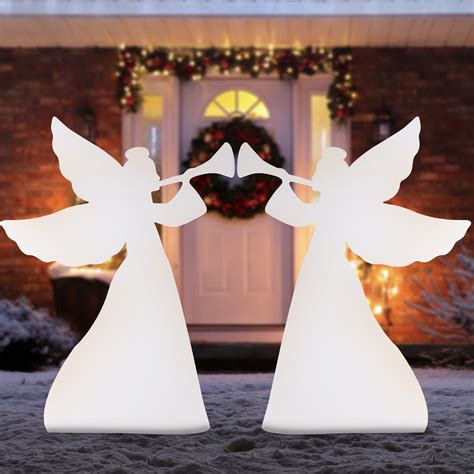 Set of 2 Christmas Angel Yard Decorations w/ Weather-Resistant PVC - 3 ...