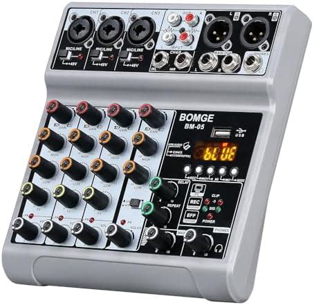 BOMGE Audio Mixer, Sound Board Mixing Console with 5 Channel Digital ...