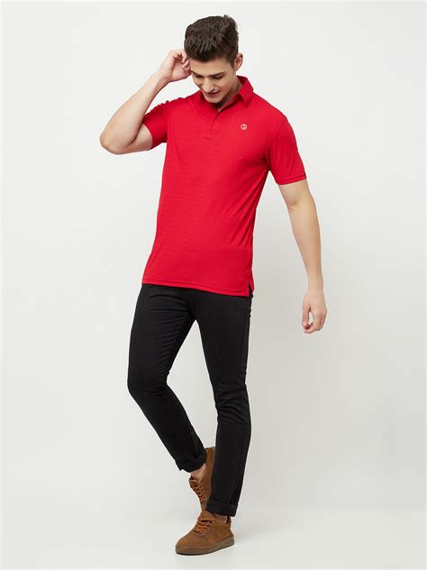 Dryfit textured sports & golf tshirt for men - Red TRUEREVO™