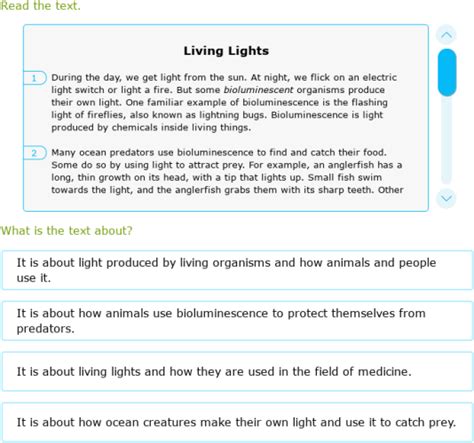 IXL - Read about science and nature (Class V English practice)