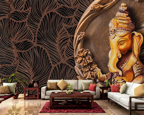 Lord Ganesha Murals Wallpaper – Myindianthings