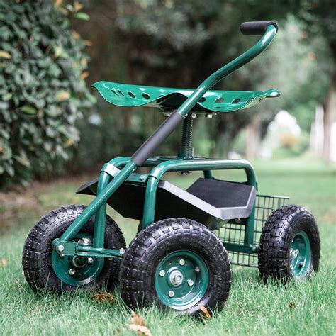 Amazon.com: VEVOR Garden Cart Rolling Workseat with Wheels, Gardening ...