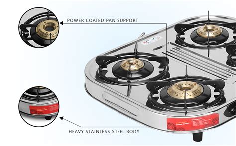 Sunshine CRESTA QUATTRO 4 Burner Gas Stove, Stainless Steel Body ...