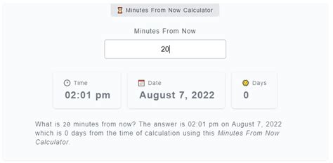 Minutes From Now Calculator
