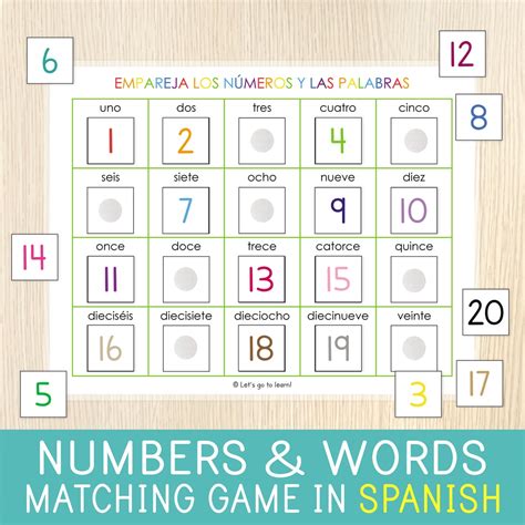 Number Matching Game in Spanish - Spanish Numbers Worksheet - Centers ...
