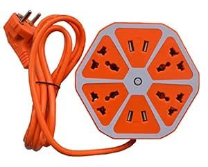 Brick 4 USB Hexagon Extension Socket Orange : Amazon.in: Home Improvement