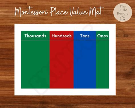 Printable Montessori Place Value Mat, Montessori Mat Montessori Golden ...