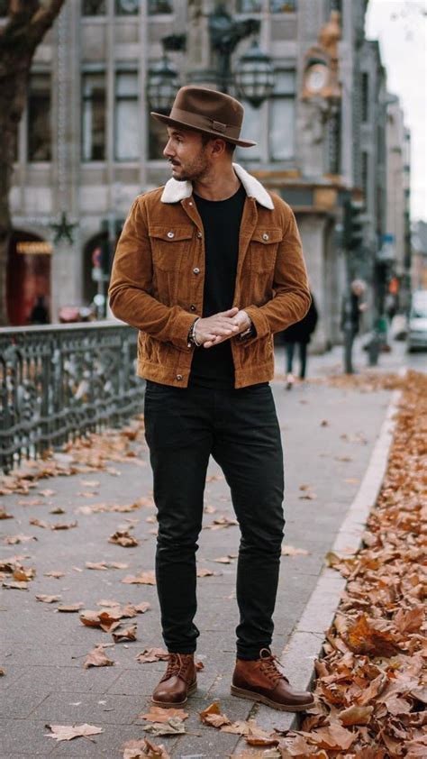 Men's Fall Outfits To Try In 2024 | Brown jacket outfit men, Brown ...