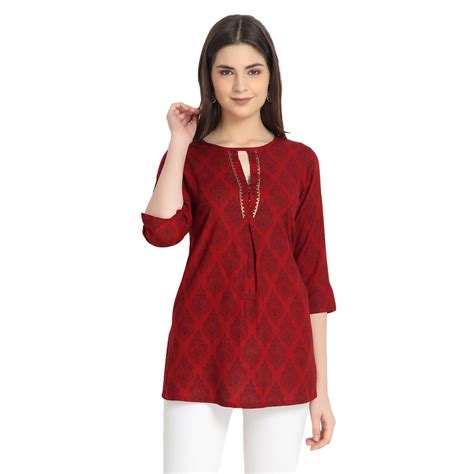 Maroon Block Print Tunic – Kreate