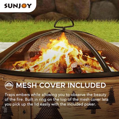Sunjoy 30-in W Copper In Tree Motif Steel Wood-Burning Fire Pit ...