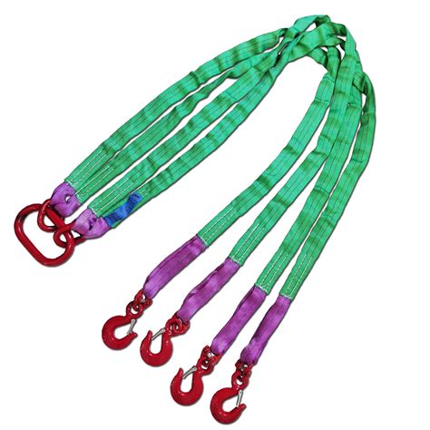 Four Leg Bridle Web Sling 6.5ft 6610lb Web Slings Belt Type with Hook 2 ...