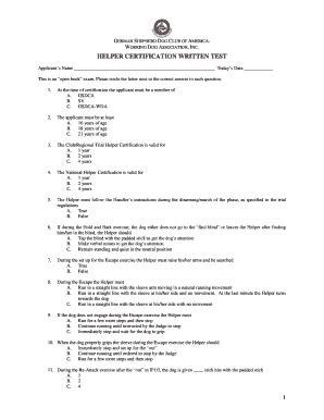 Helper Certification Written Test - GSDCA-WDA - Fill and Sign Printable ...