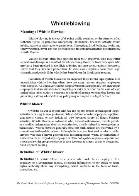 5. Whistleblowing - What is whistlrbl - PROTECTION TO WHISTLE BLOWERS ...