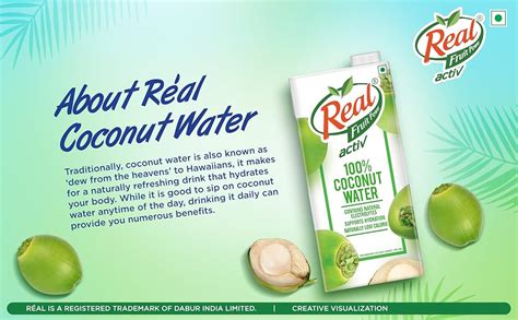Real Activ Coconut Water Tetrapack - 1L | Hydrating Coconut Water with ...