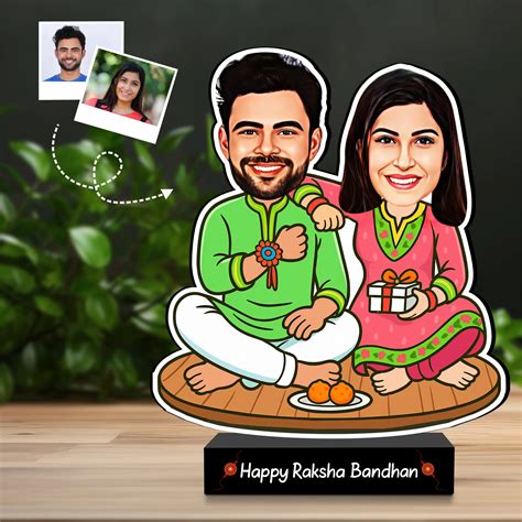 Rakhi Rituals – Personalized Brother-Sister Caricature | Custom Photo ...