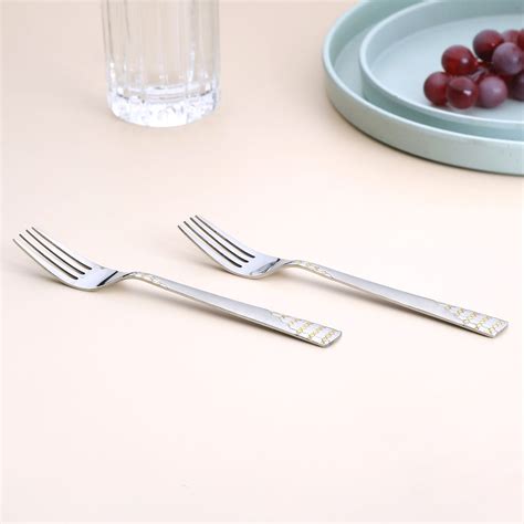 Arias by Lara Dutta Honey Comb Stainless Steel Dinner Fork Set of 6 ...