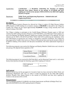 Fillable Online A Resolution Authorizing the Purchase of Lighting ...