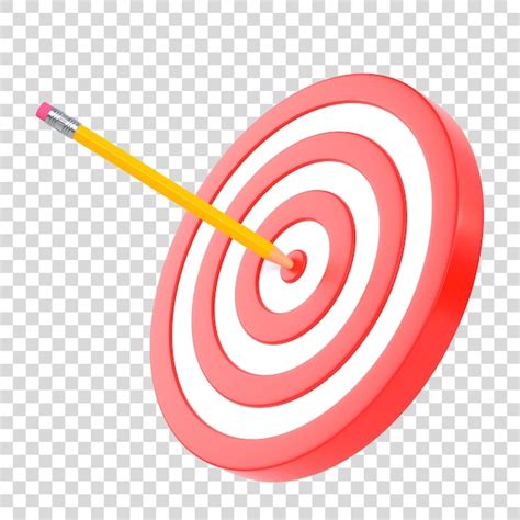 Pencil on the center of target isolated on white background 3d render ...