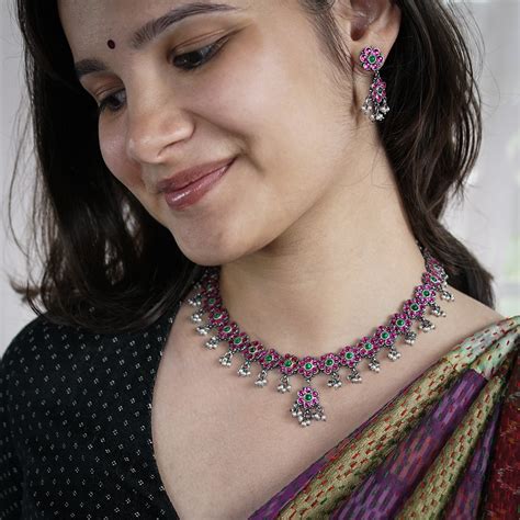 Bageecha Set - Handmade Silver Jewelry | House of Aadyaa