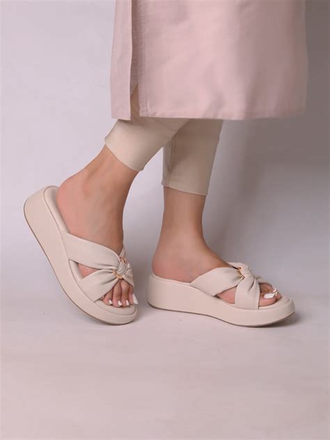 Alani Cream Fancy and Trendy Wedge Heels for women – Monrow Shoes