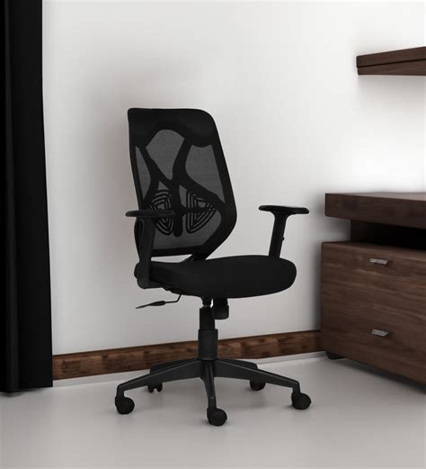 Spider Medium Back Office Chair In Black Colour — TREVI FURNITURE