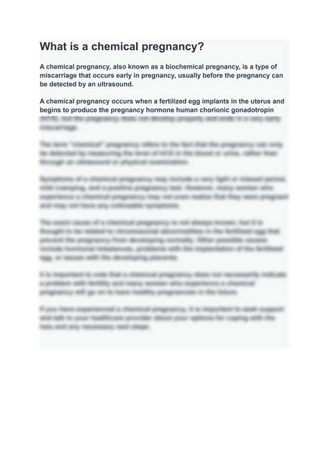 SOLUTION: What is chemical pregnancy - Studypool