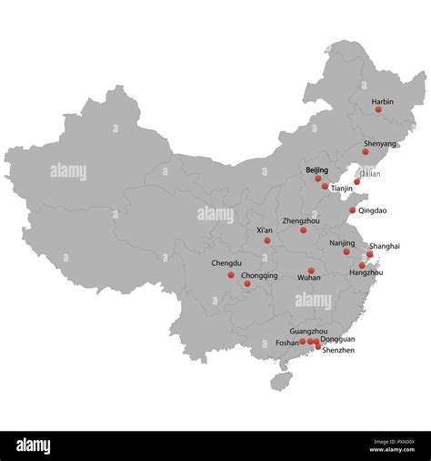 detailed map of the China with cities Stock Vector Image & Art - Alamy