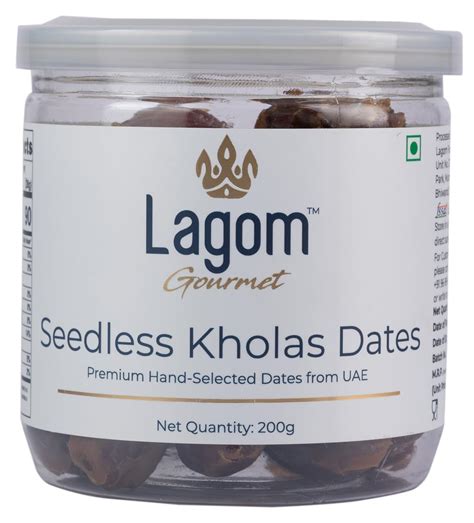 Lagom Gourmet Seedless Kholas Dates 200 g | All Natural | No ...
