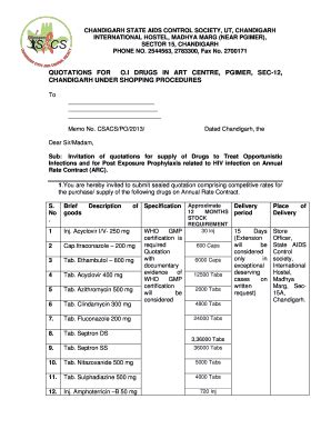 Fillable Online nrhmchd gov QUOTATIONS FOR OI DRUGS IN ART CENTRE ...