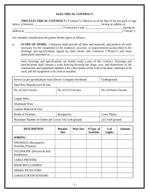 Electrical Contract for Contractor - Arizona Doc Template | pdfFiller