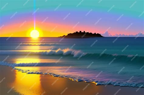 Premium Photo | Sunrise and sunset light on the ocean beach island ...