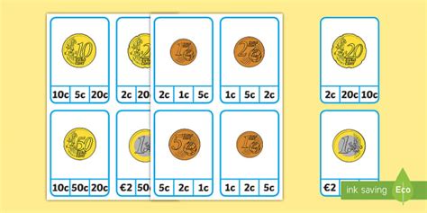 Second Class Euro Coins Peg Cards (teacher made) - Twinkl