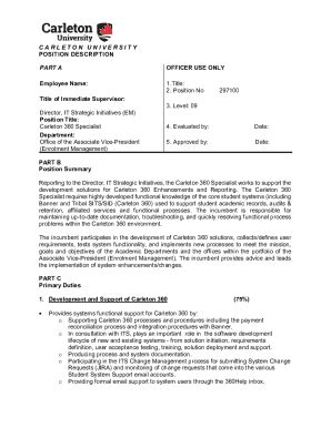 Fillable Online Carleton 360 Specialist Position Description 2023 Fax ...