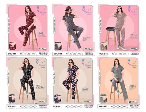 941 Diamond Queen Sinker Collar Night Suits Exporter Gujarat – Kavya ...