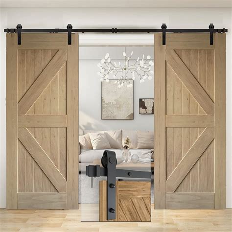 Double Barn Door Sliding Kit - 8.2FT/250cm Sliding Track Barn Door ...