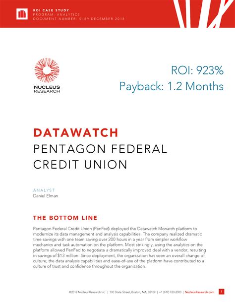 Pentagon Federal Credit Union (PenFed) deployed the Datawatc