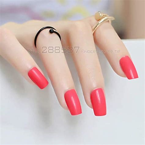 Buy 24 PC/Set cherry RED Reusable Artificial Nail/Nails with Nail Glue ...