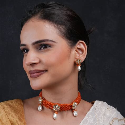 Totapari Kundan On Carnelian Choker Set