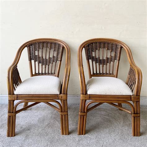 Vintage Boho Chic Bamboo Rattan and Wicker Dining Chairs at 1stDibs ...