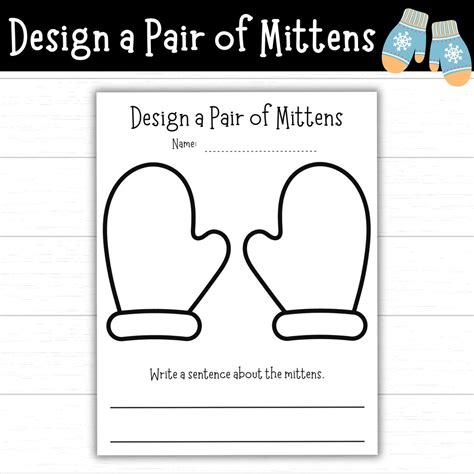 Design a Pair of Mittens, Printable Mitten Template, Winter Writing ...
