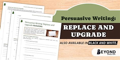 Persuasive Writing Upgrade Activity Sheet