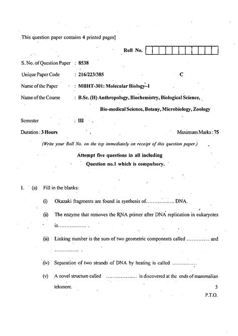 Exam 2013, questions - Molecular Biology - Studocu