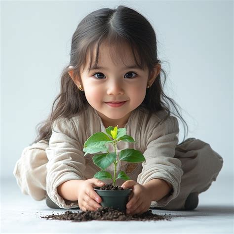 Toddler planting a tree early introduction to gardening | Premium AI ...