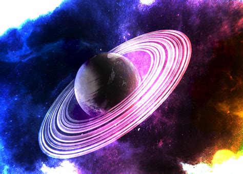 Saturn Wallpaper 4K, Rings of , Surreal, Pink rings